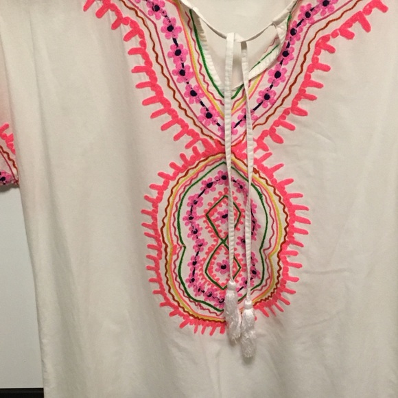“Debbie Katz” Boho Embroidered Barely Worn Bathing Suit Cover or Long Shirt - Picture 3 of 16